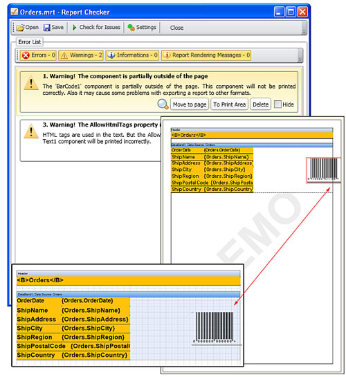Stimulsoft Reports.Wpf，報表檢測器，數據源，訂單，修復報表